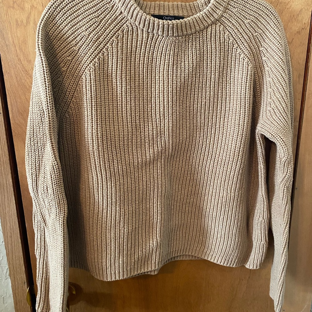 Quince Classic Tan Crew Neck Sweater